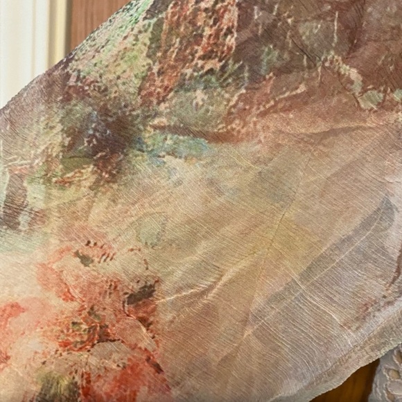 SUNDANCE Floral Watercolor Silk Lace Bell Sleeve - Picture 5 of 8